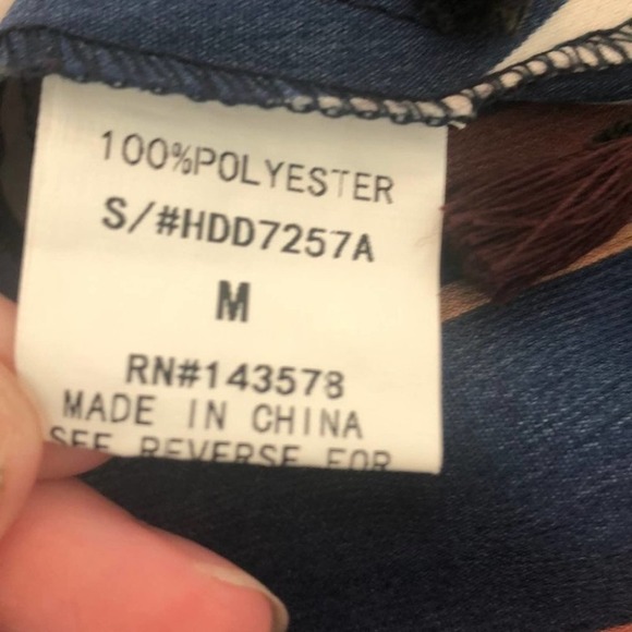 CALLIE MAC Tassel Embroidered Striped Boho Long Sleeve Dress Size Large - Picture 8 of 9